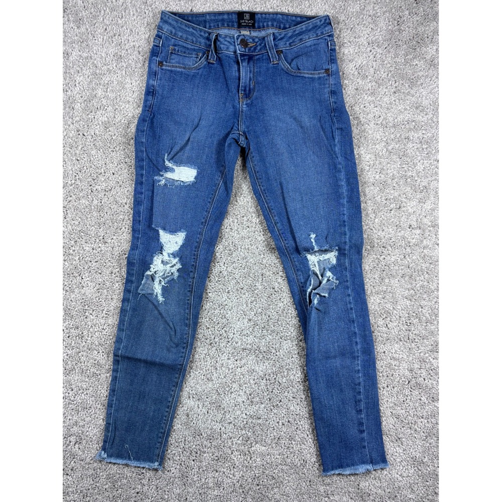 Just Black Jeans Womens Size 26 Ripped Distressed‎ Raw Hem Skinny Blue